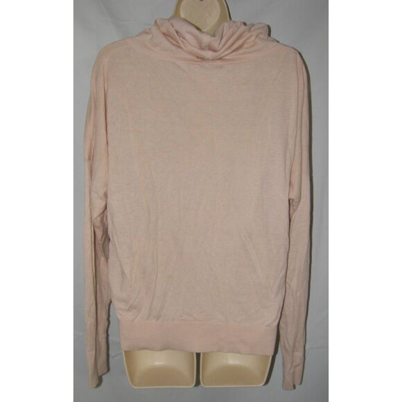 Pink Sz Medium Stretchy Funnel Neck Lightweight Cashmere Blend Sweater Pockets - Picture 3 of 4